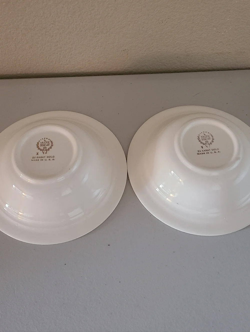 set of 2 salem china company vintage bowls 23K gold shabby chic cottagecore